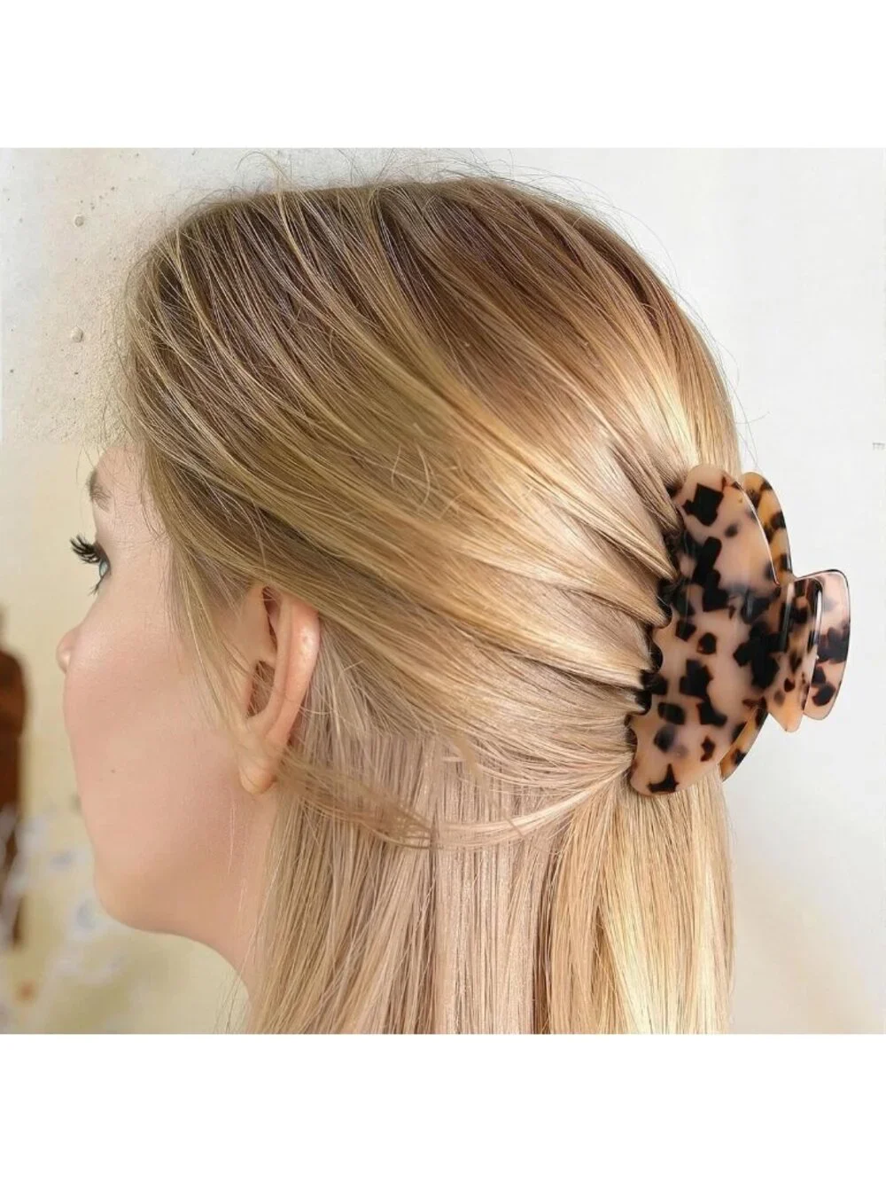 12 Pcs Large Hair Claw Clips - Brown Leopard Print, Acrylic Nonslip Clips for